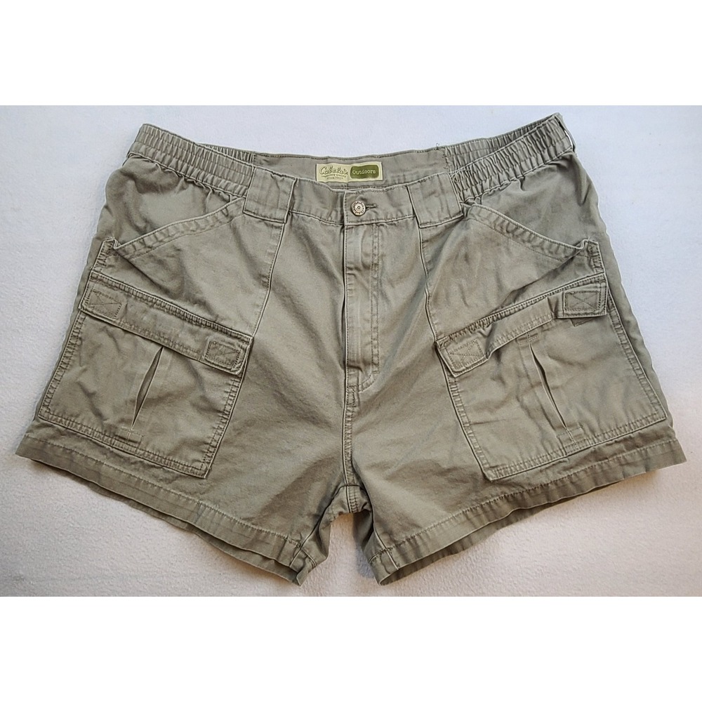 Cabela's Outdoors Cargo Shorts 42 Khaki Cotton Hiking Utility Pockets Mens